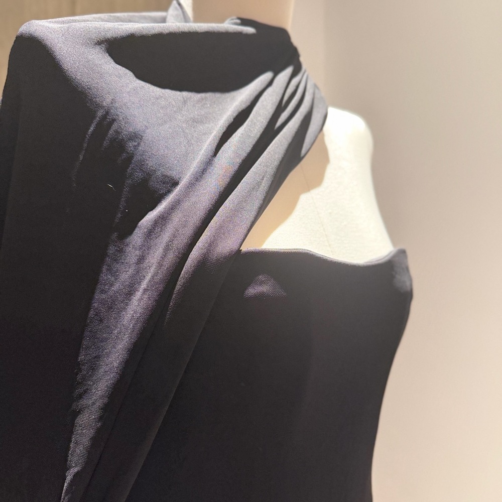 cult gaia One-Shoulder Black Evening Gown with Draped Cape - Picture 6 of 16
